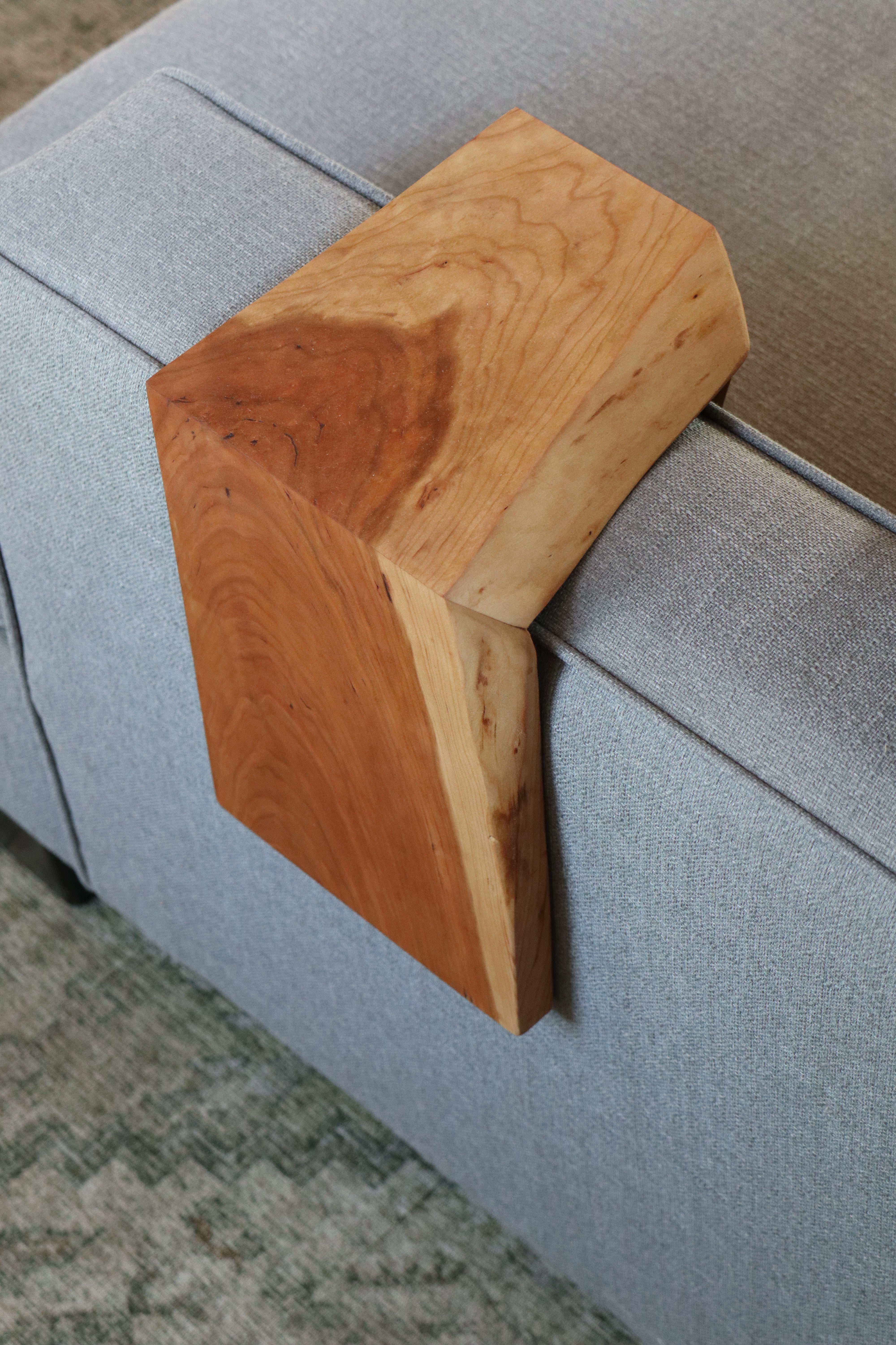 6.25" Solid Cherry Wood Sofa Armrest Table (in stock)