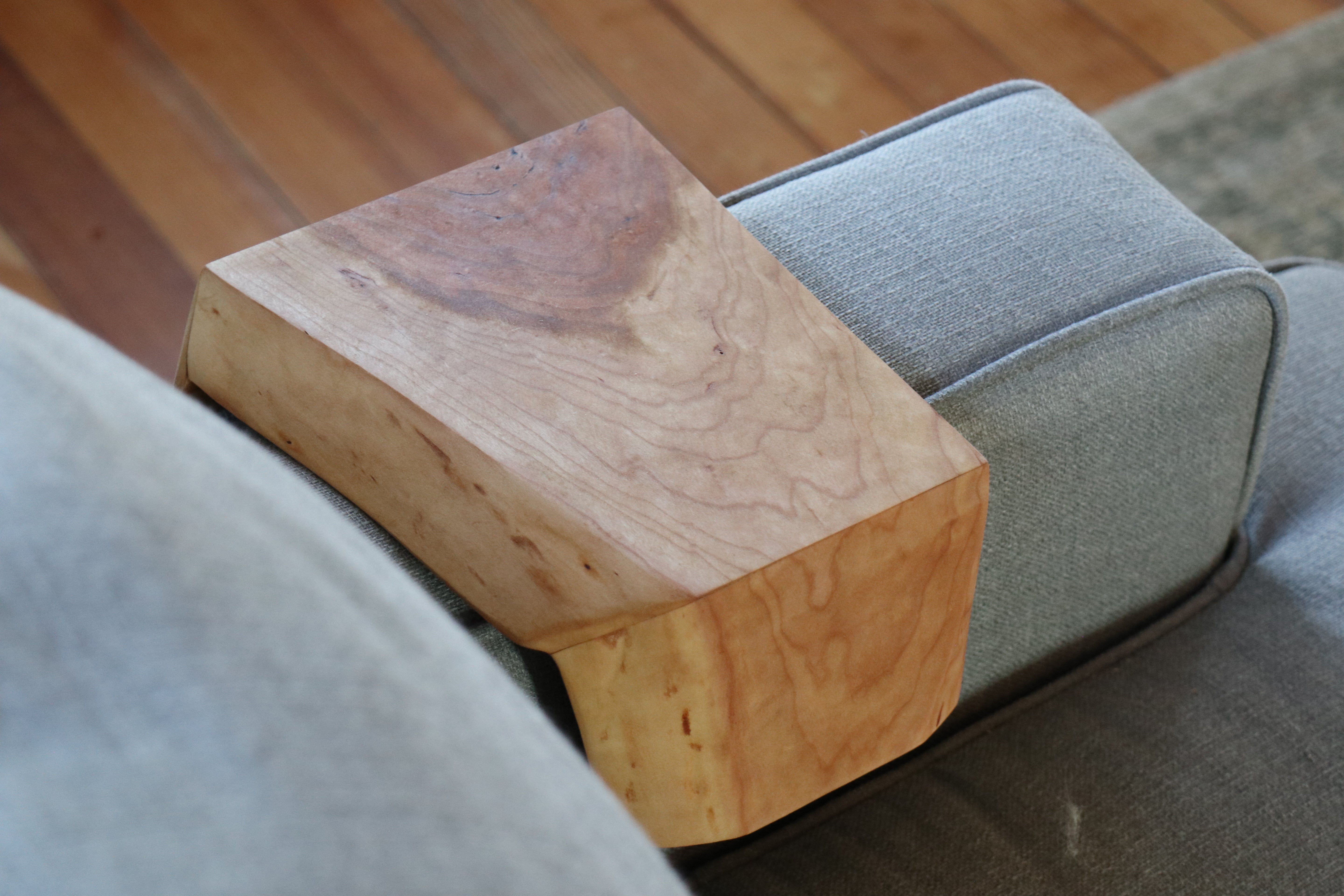 6.25" Solid Cherry Wood Sofa Armrest Table (in stock)