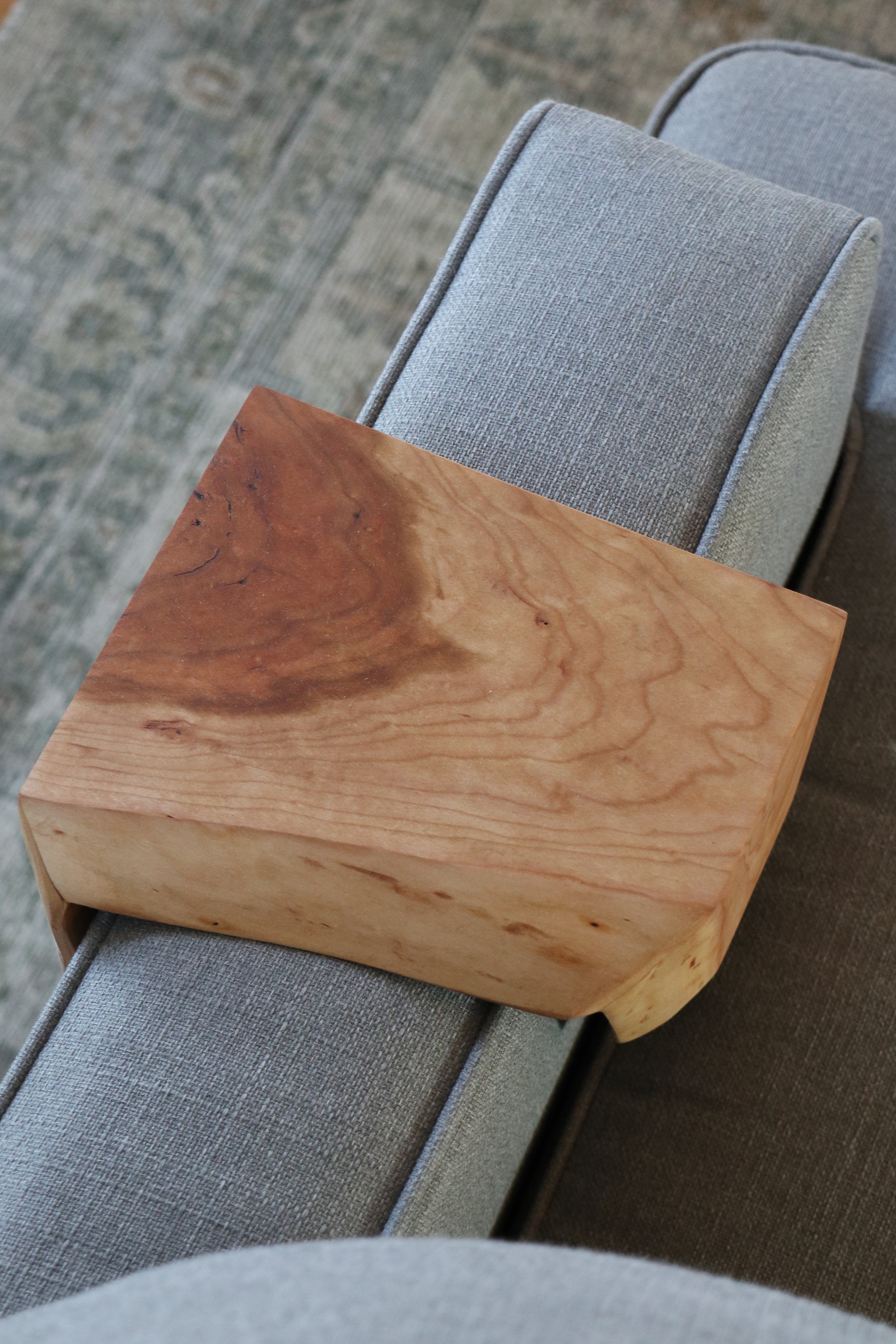 6.25" Solid Cherry Wood Sofa Armrest Table (in stock)