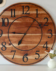 Large Sappy 30" Solid Cherry Hardwood Wall Clock with Black Numbers