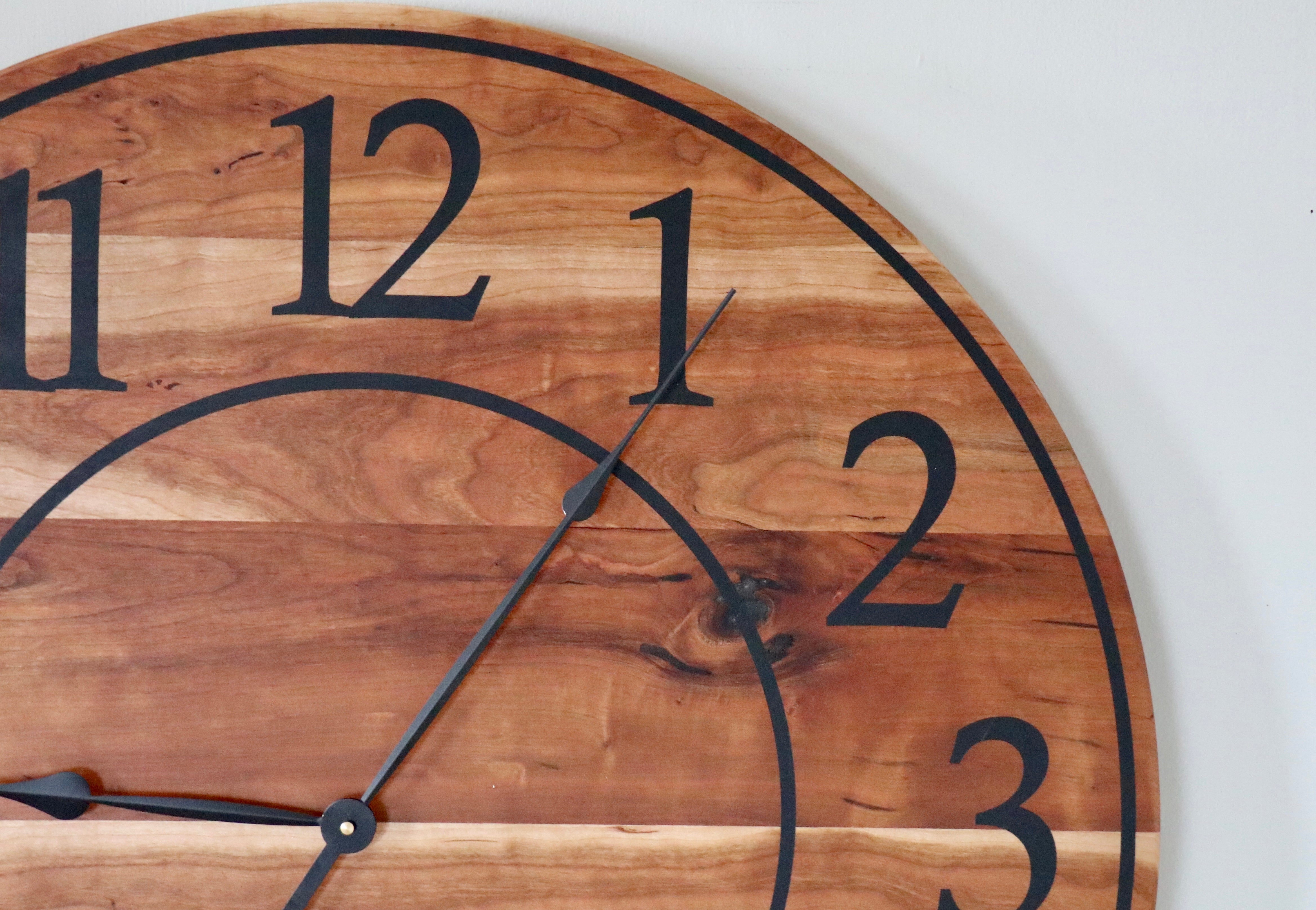 Large Sappy 30" Solid Cherry Hardwood Wall Clock with Black Numbers