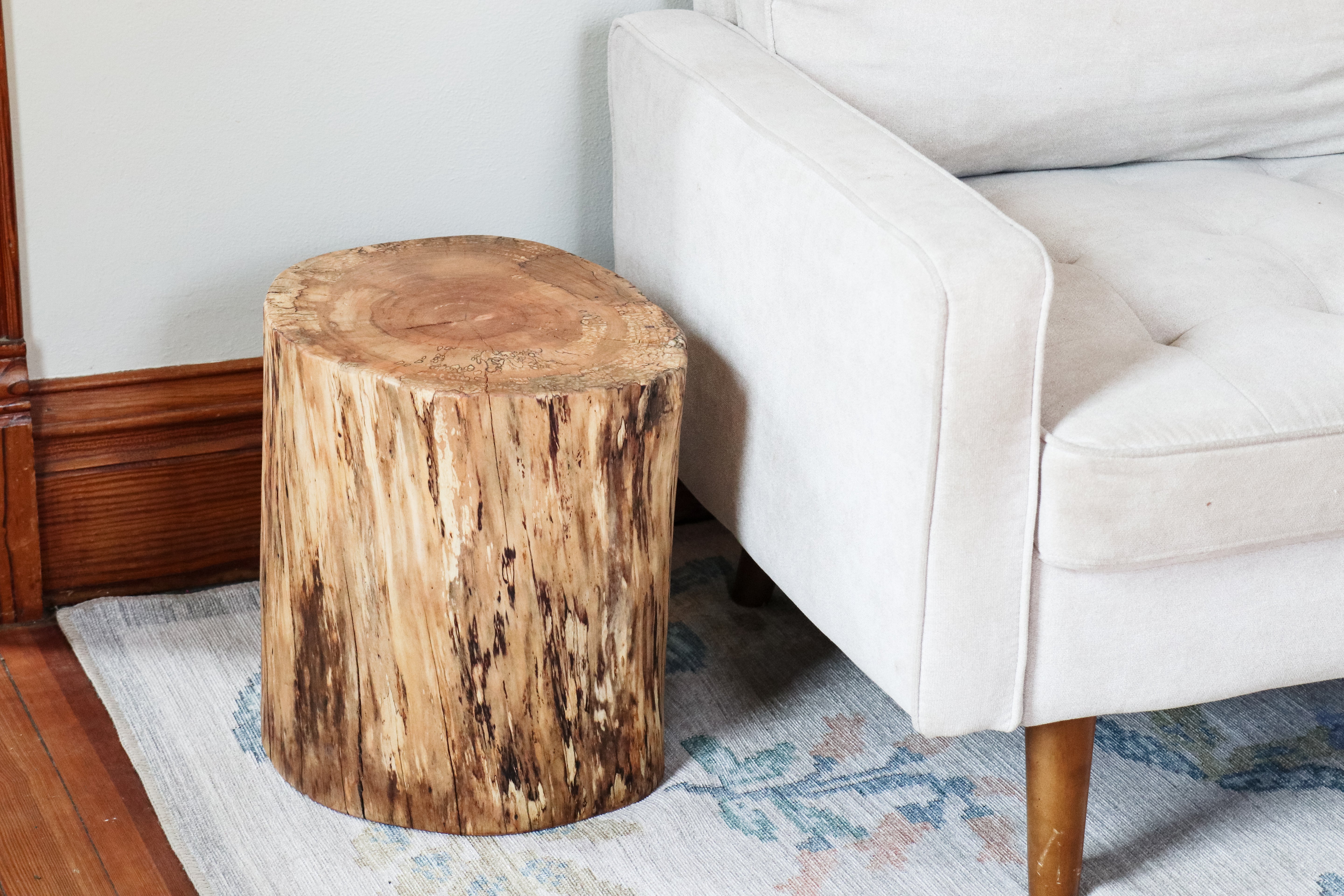 Spalted Maple Natural Tree Trunk Stump Side Table - Authentic, Real, Genuine Wood