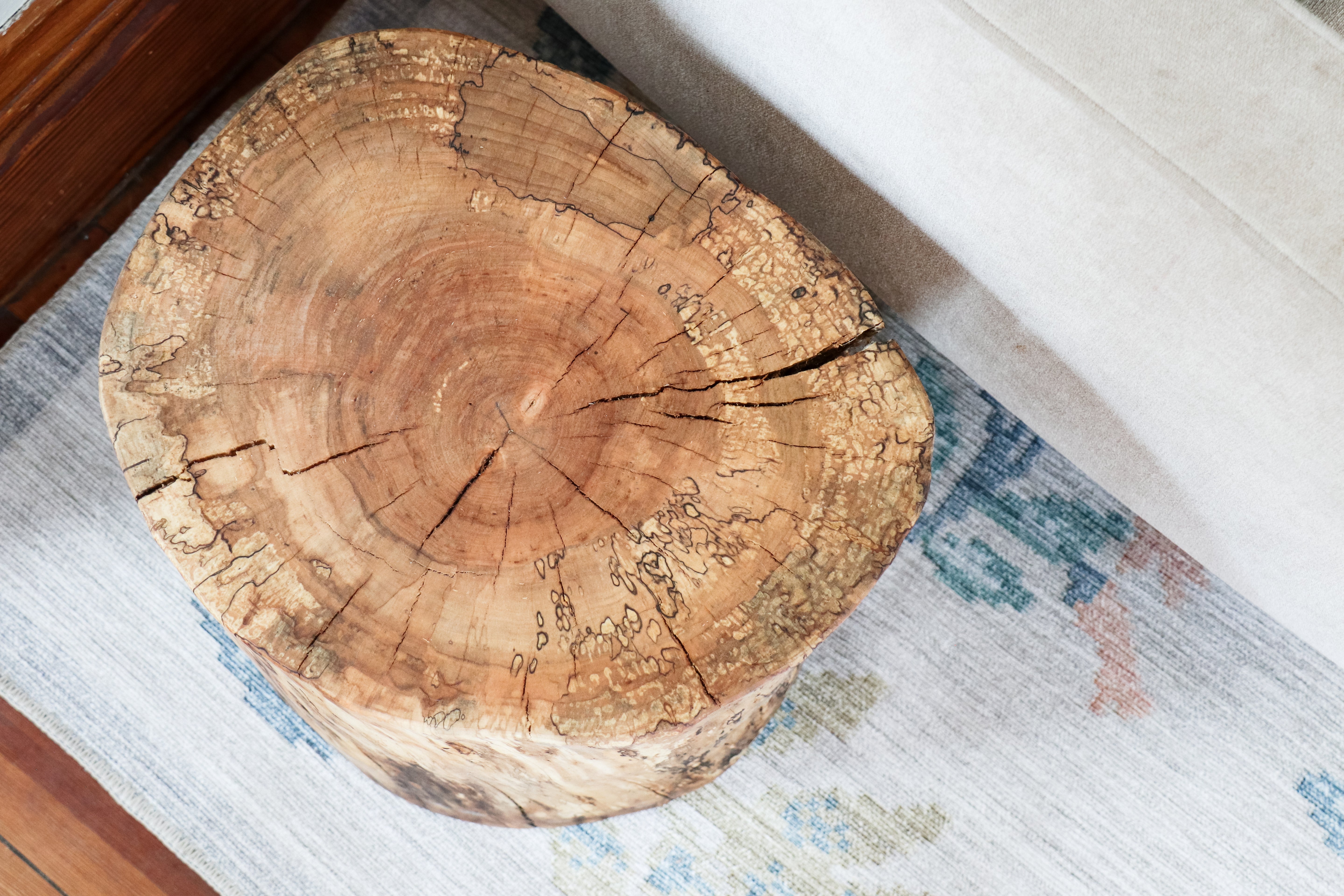 Spalted Maple Natural Tree Trunk Stump Side Table - Authentic, Real, Genuine Wood