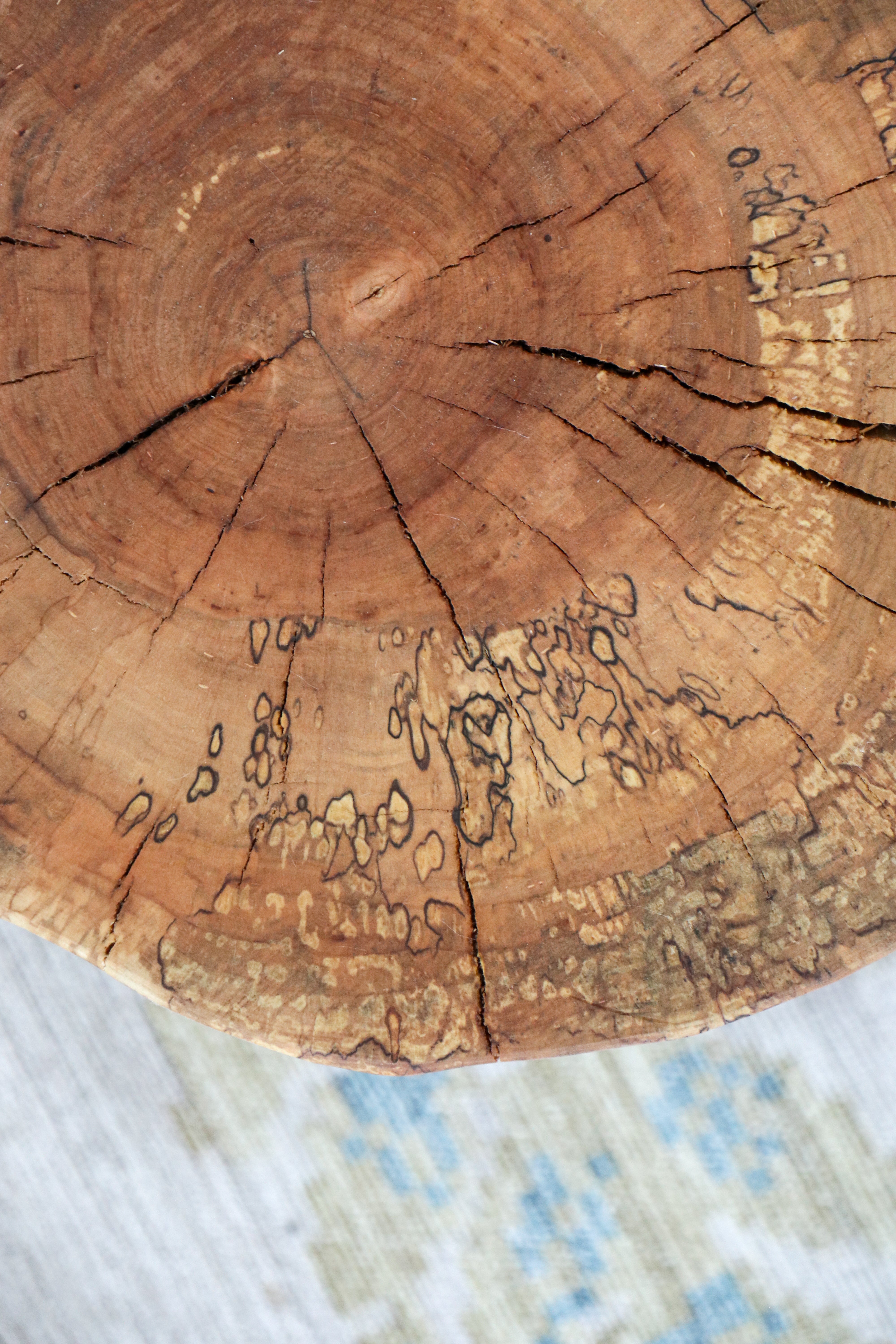 Spalted Maple Natural Tree Trunk Stump Side Table - Authentic, Real, Genuine Wood