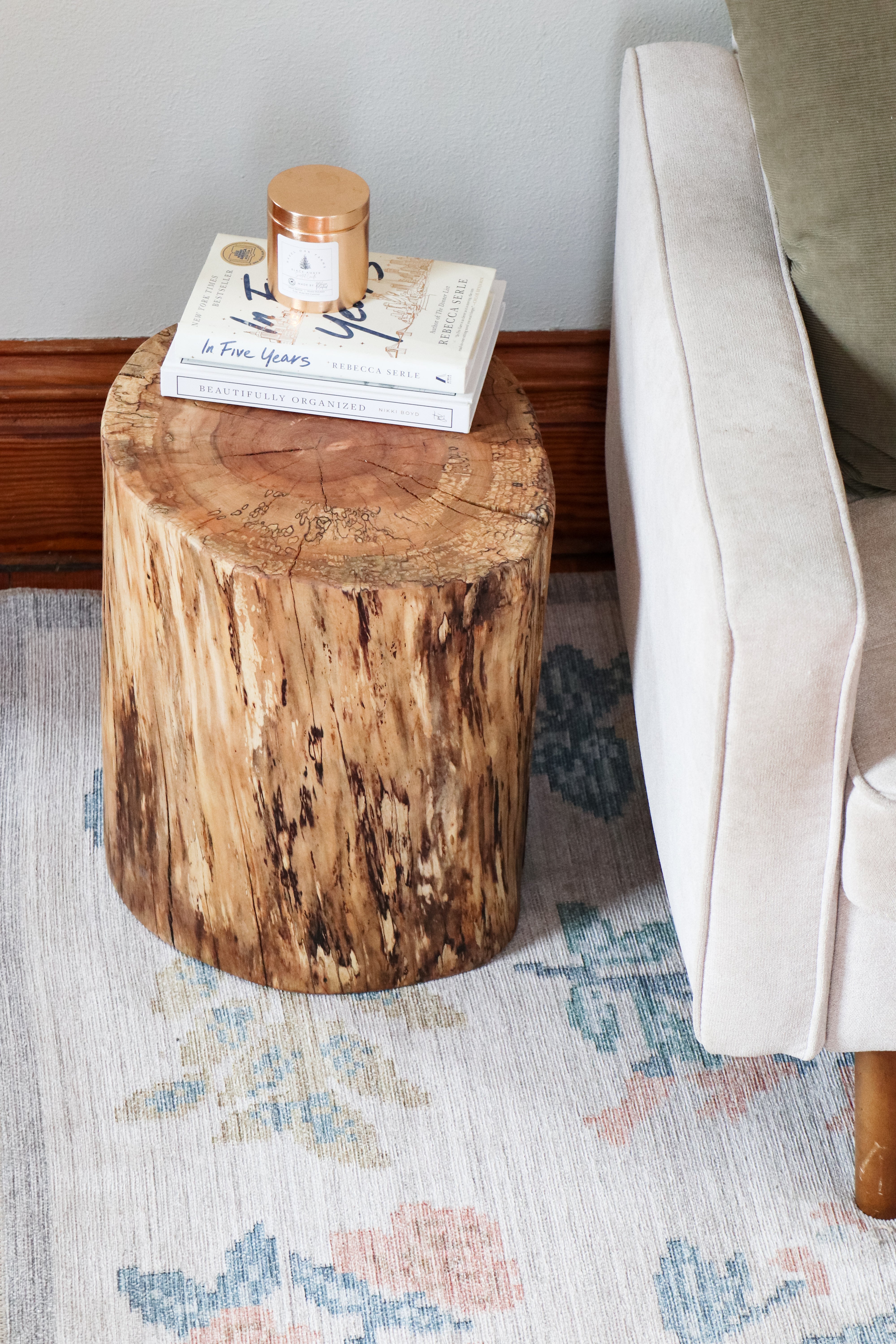 Spalted Maple Natural Tree Trunk Stump Side Table - Authentic, Real, Genuine Wood