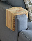 6" Blue Stained Pine Wood Armrest Table (in stock)