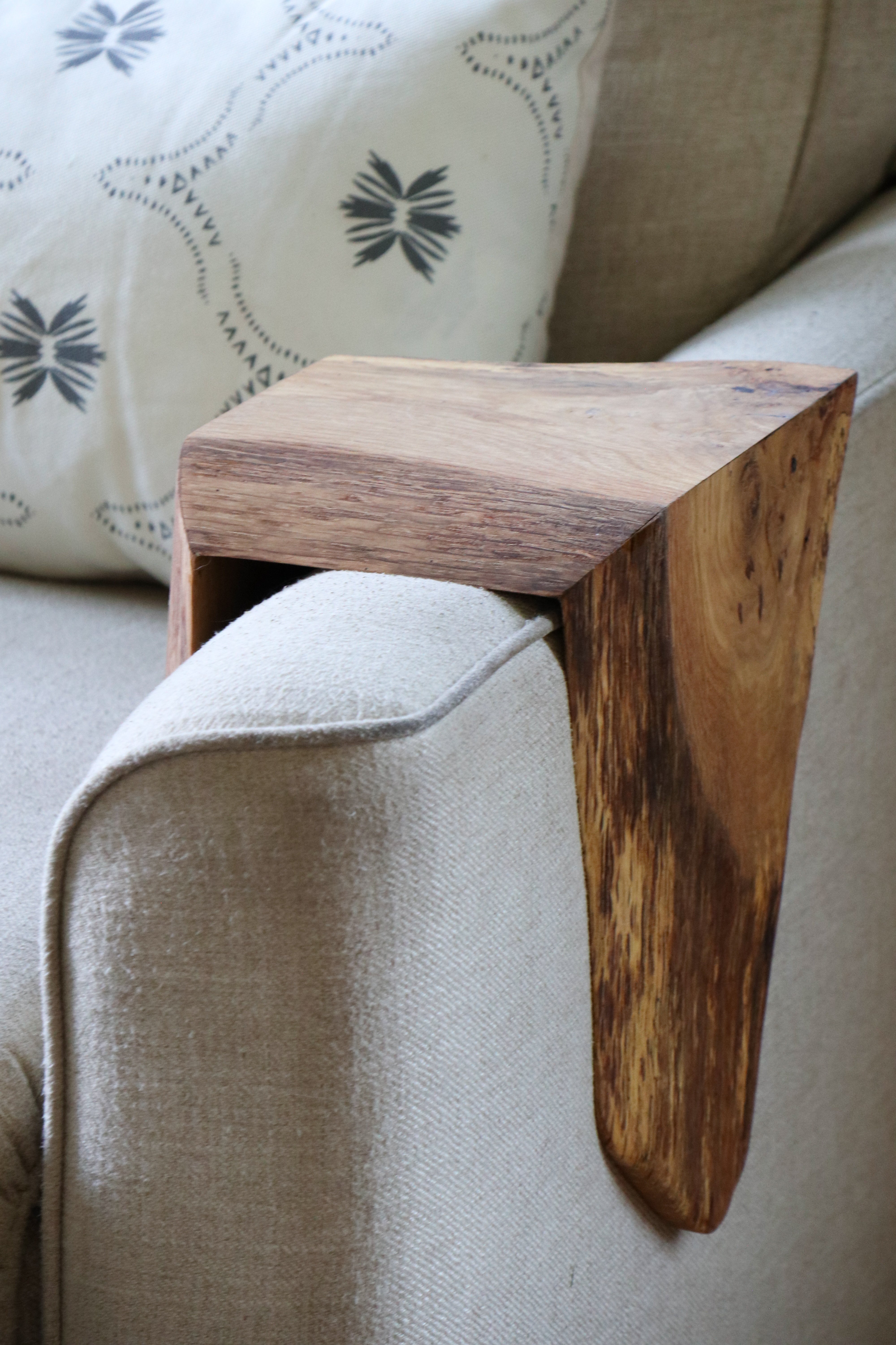 Waterfall Live Edge White Oak Wood Armrest Table