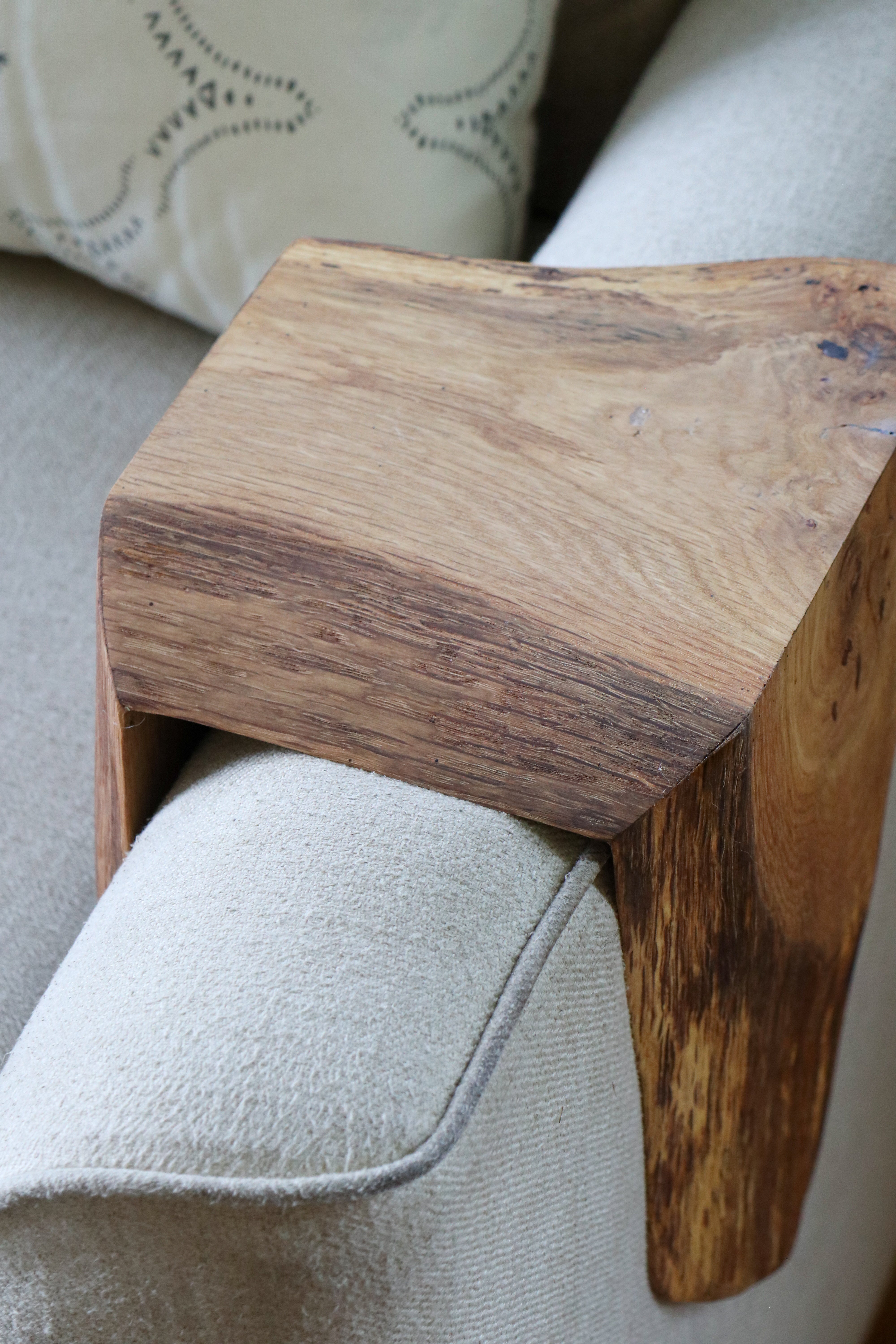 Waterfall Live Edge White Oak Wood Armrest Table