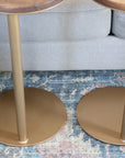 Small Live-Edge Walnut, Gold Round Industrial Side Table