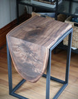 Live Edge Walnut Waterfall Cube Side Table