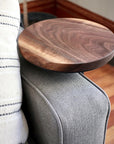 Small Live-Edge Walnut, Round Industrial Side Table - Hazel Oak Farms
