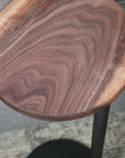 Small Live-Edge Walnut, Round Industrial Side Table - Hazel Oak Farms