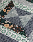 Modern Handmade Baby Quilt - Blue Floral Squares