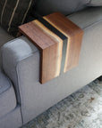 Live Edge Walnut Epoxy Black River Armrest Table - Hazel Oak Farms