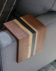 Live Edge Walnut Epoxy Black River Armrest Table - Hazel Oak Farms