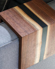 Live Edge Walnut Epoxy Black River Armrest Table - Hazel Oak Farms