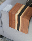Live Edge Walnut Epoxy Black River Armrest Table - Hazel Oak Farms