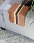 Live Edge Walnut Epoxy Black River Armrest Table - Hazel Oak Farms