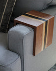 Live Edge Walnut Epoxy Black River Armrest Table - Hazel Oak Farms