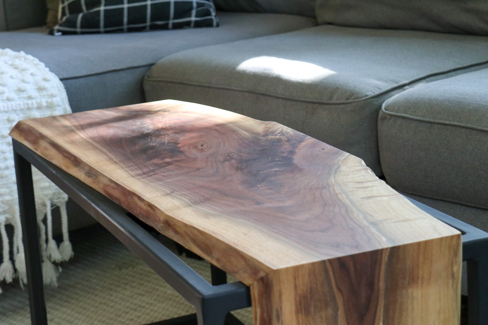 Live-Edge Walnut Waterfall Bench Coffee Table (in stock)