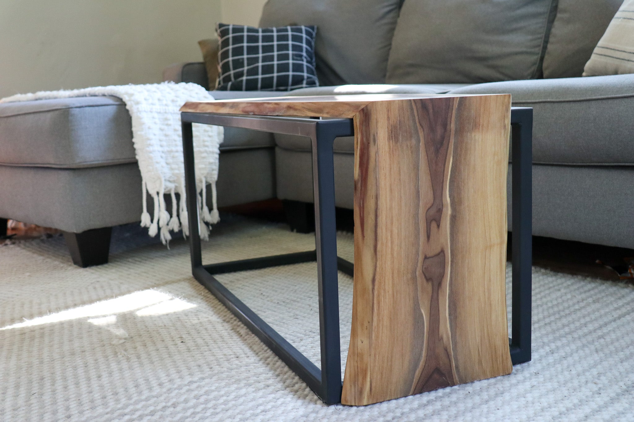 Live-Edge Walnut Waterfall Bench Coffee Table (in stock)