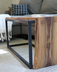 Live-Edge Walnut Waterfall Bench Coffee Table