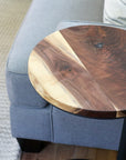 Large Live-Edge Walnut, Round Industrial Side Table