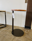 Large Locust Wood Round Industrial Side Table - Hazel Oak Farms
