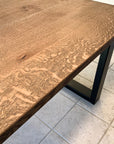 Modern Quartersawn White Oak Dining Table with Black Square Steel Legs