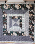 Modern Handmade Baby Quilt - Blue Floral Squares