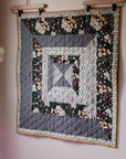 Modern Handmade Baby Quilt - Blue Floral Squares