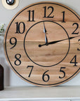 30" Large Solid Soft Maple Wood Clock with Black Roman Numerals (in stock) - Hazel Oak Farms