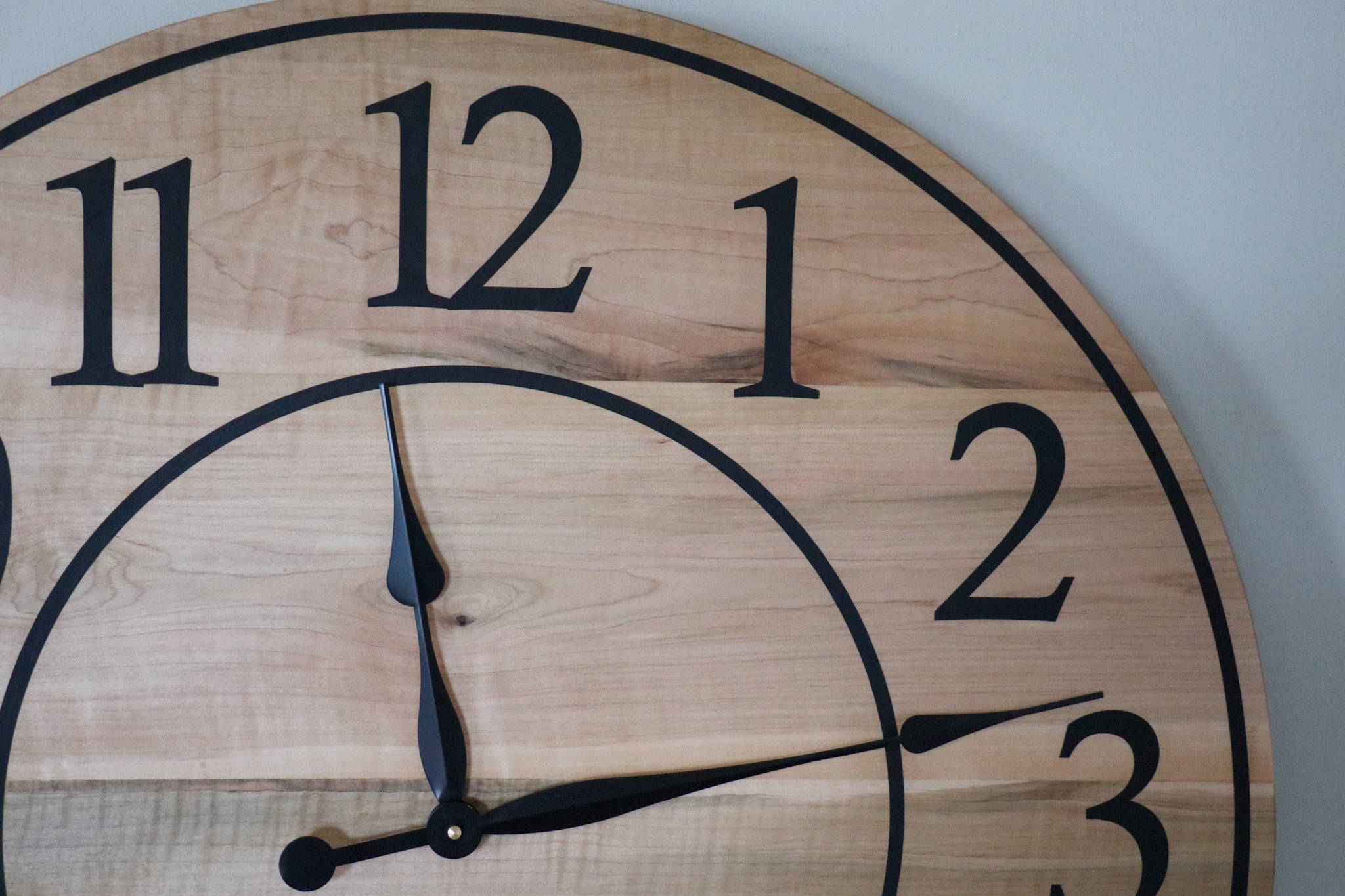 30" Large Solid Soft Maple Wood Clock with Black Roman Numerals (in stock) - Hazel Oak Farms