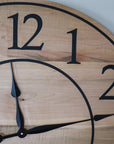 30" Large Solid Soft Maple Wood Clock with Black Roman Numerals (in stock) - Hazel Oak Farms