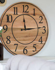 30" Large Solid Soft Maple Wood Clock with Black Roman Numerals (in stock) - Hazel Oak Farms