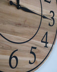 30" Large Solid Soft Maple Wood Clock with Black Roman Numerals (in stock) - Hazel Oak Farms
