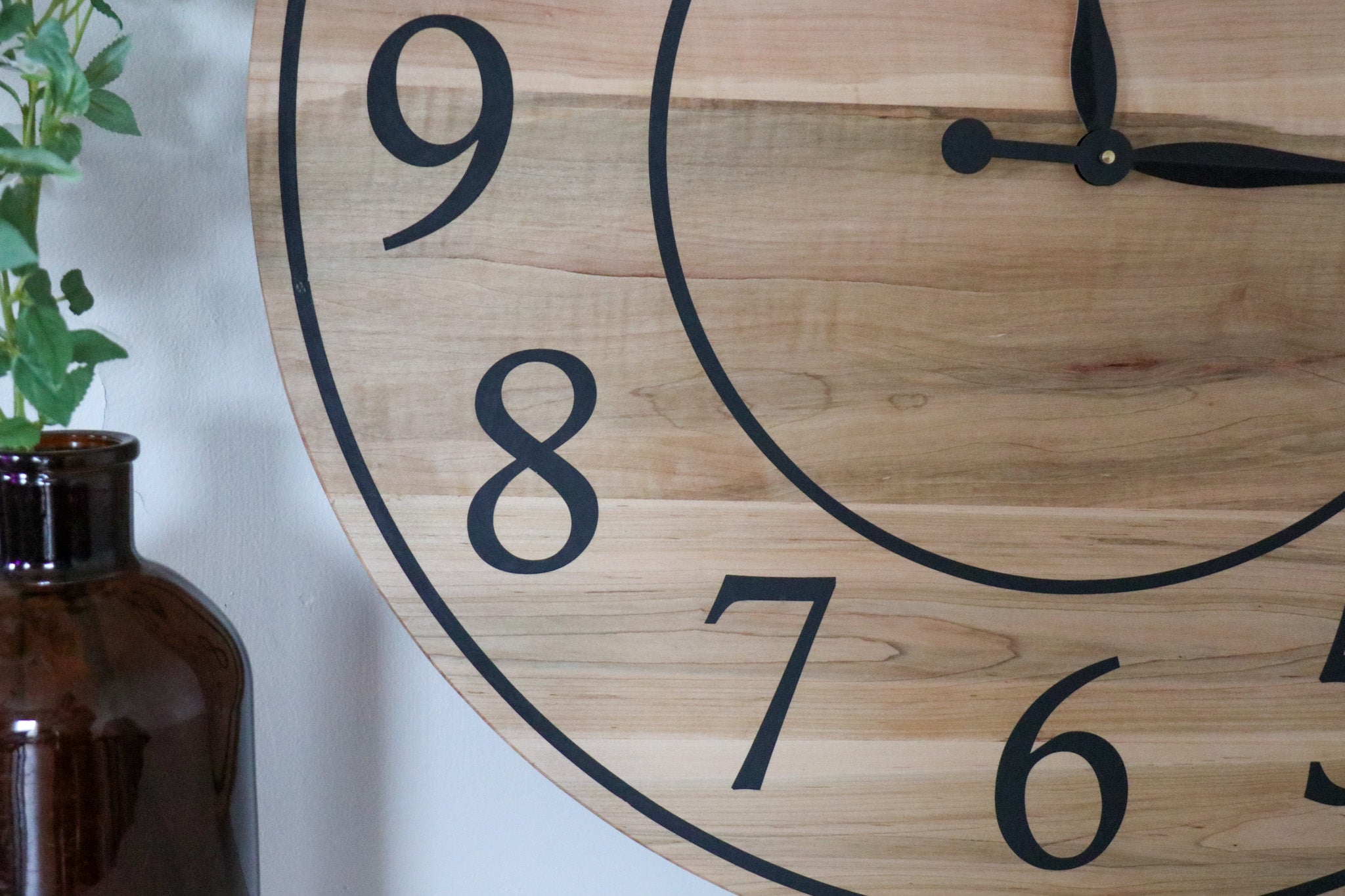30" Large Solid Soft Maple Wood Clock with Black Roman Numerals (in stock) - Hazel Oak Farms