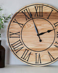 26" Solid Ash Wood Wall Clock with Black Numbers and Lines (in stock) - Hazel Oak Farms