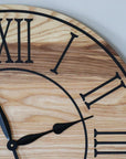 26" Solid Ash Wood Wall Clock with Black Numbers and Lines (in stock) - Hazel Oak Farms