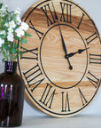 26" Solid Ash Wood Wall Clock with Black Numbers and Lines (in stock) - Hazel Oak Farms