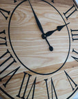 26" Solid Ash Wood Wall Clock with Black Numbers and Lines (in stock) - Hazel Oak Farms