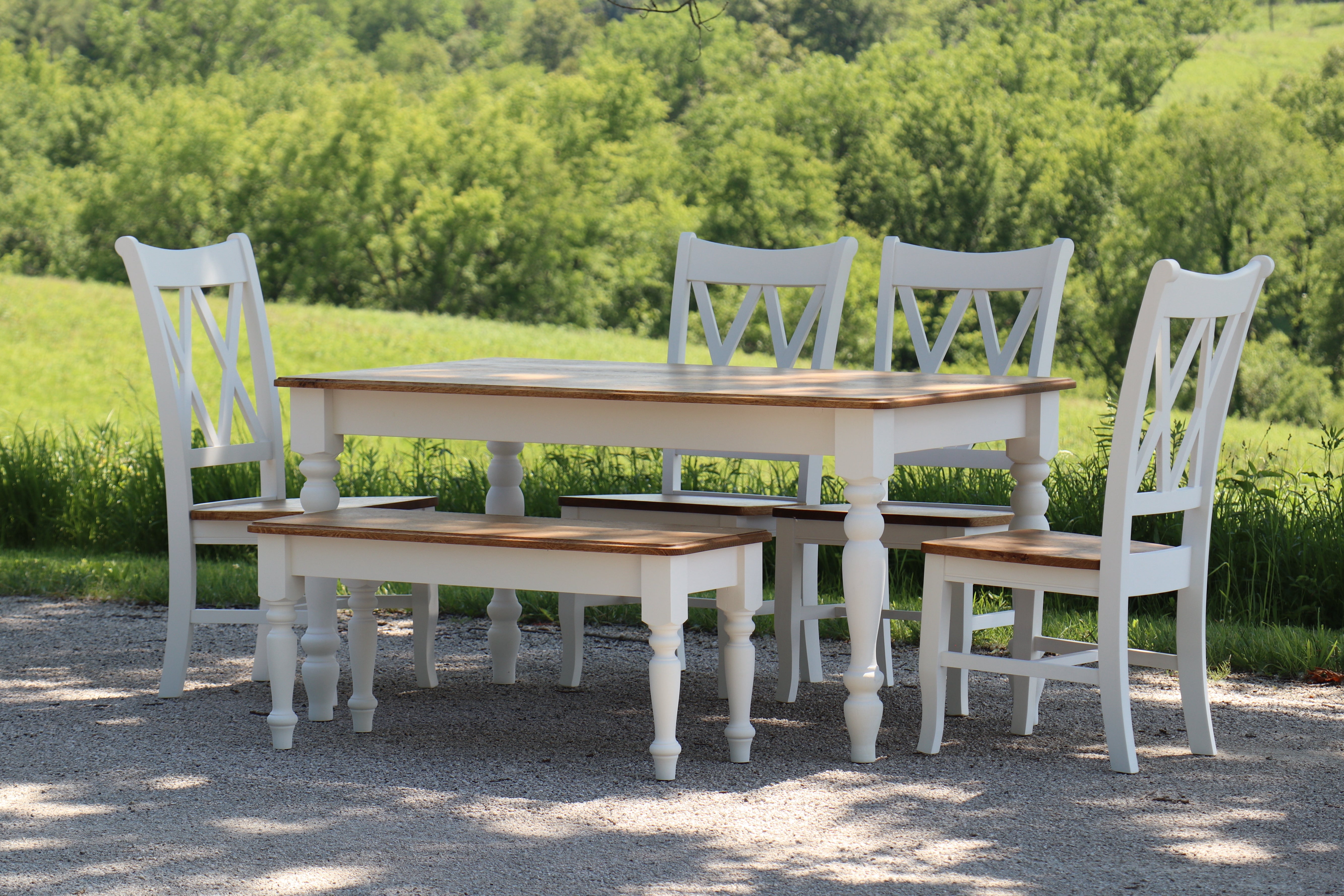 White and Oak Dining Table Set