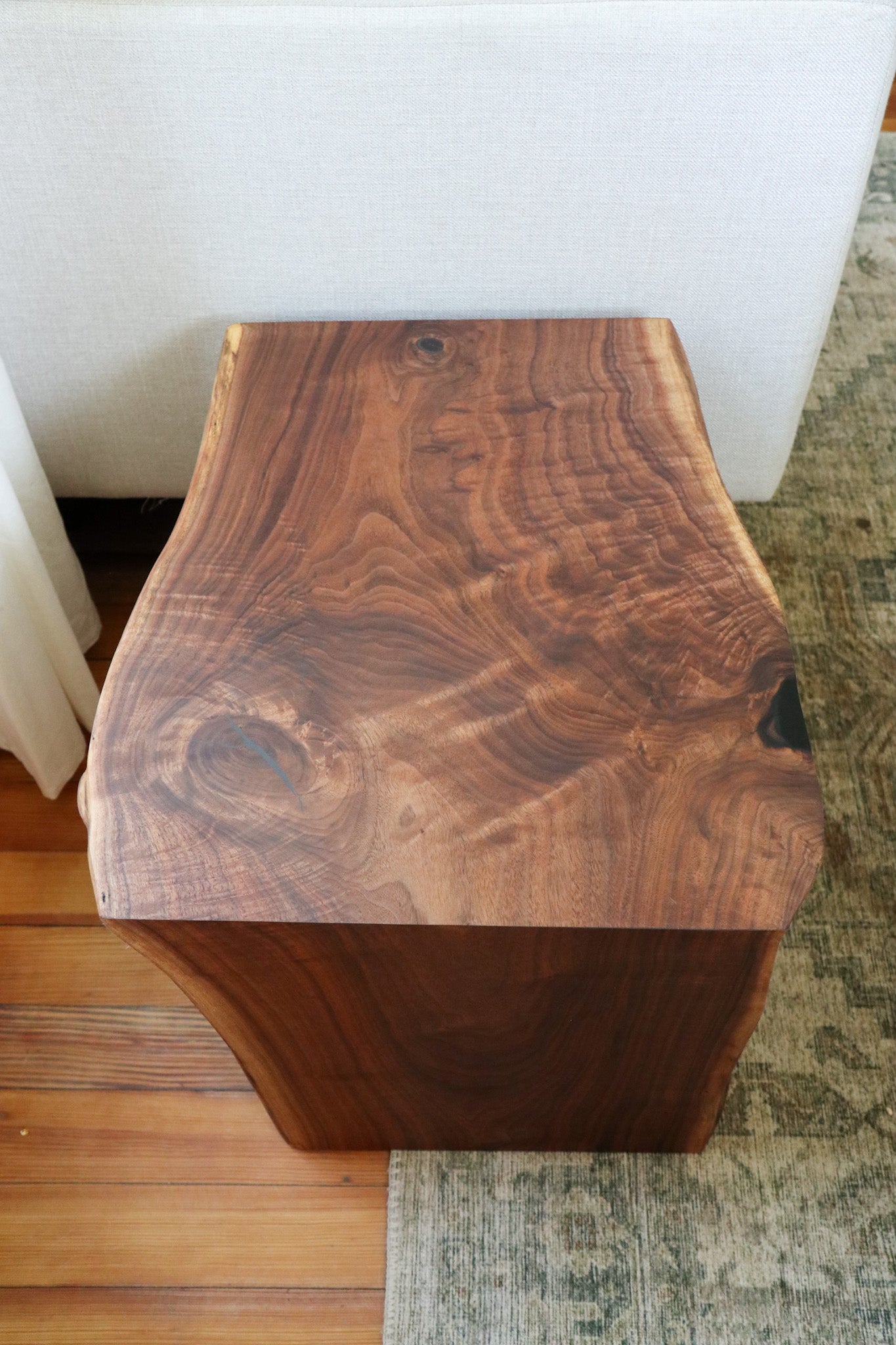 Live Edge Walnut Waterfall Side Coffee End Table - Hazel Oak Farms