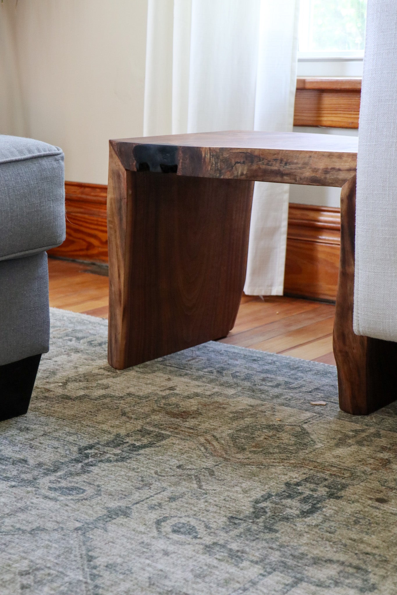 Live Edge Walnut Waterfall Side Coffee End Table - Hazel Oak Farms