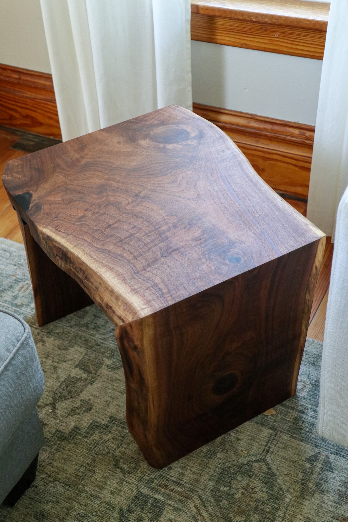 Live Edge Walnut Waterfall Side Coffee End Table - Hazel Oak Farms