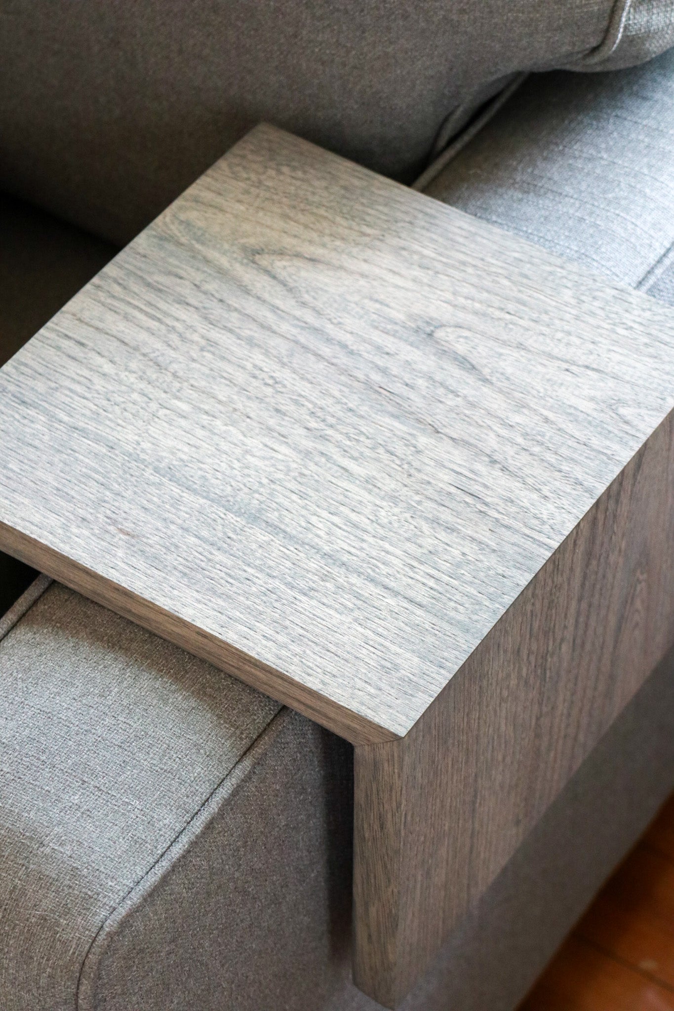 Solid Grey 8" Hackberry Hardwood Armrest Table (in stock)