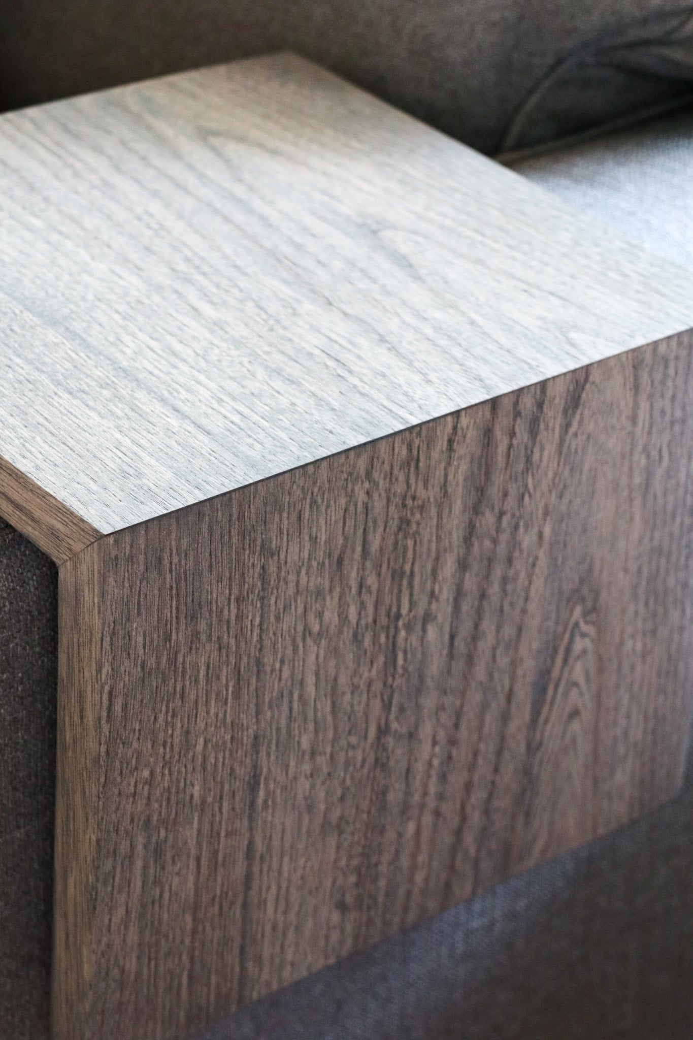 Solid Grey 8" Hackberry Hardwood Armrest Table (in stock)