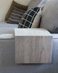 Solid Grey 8" Hackberry Hardwood Armrest Table (in stock)