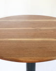 Modern Round Walnut Pub Table with Black Steel Legs | Bar or Standard Height