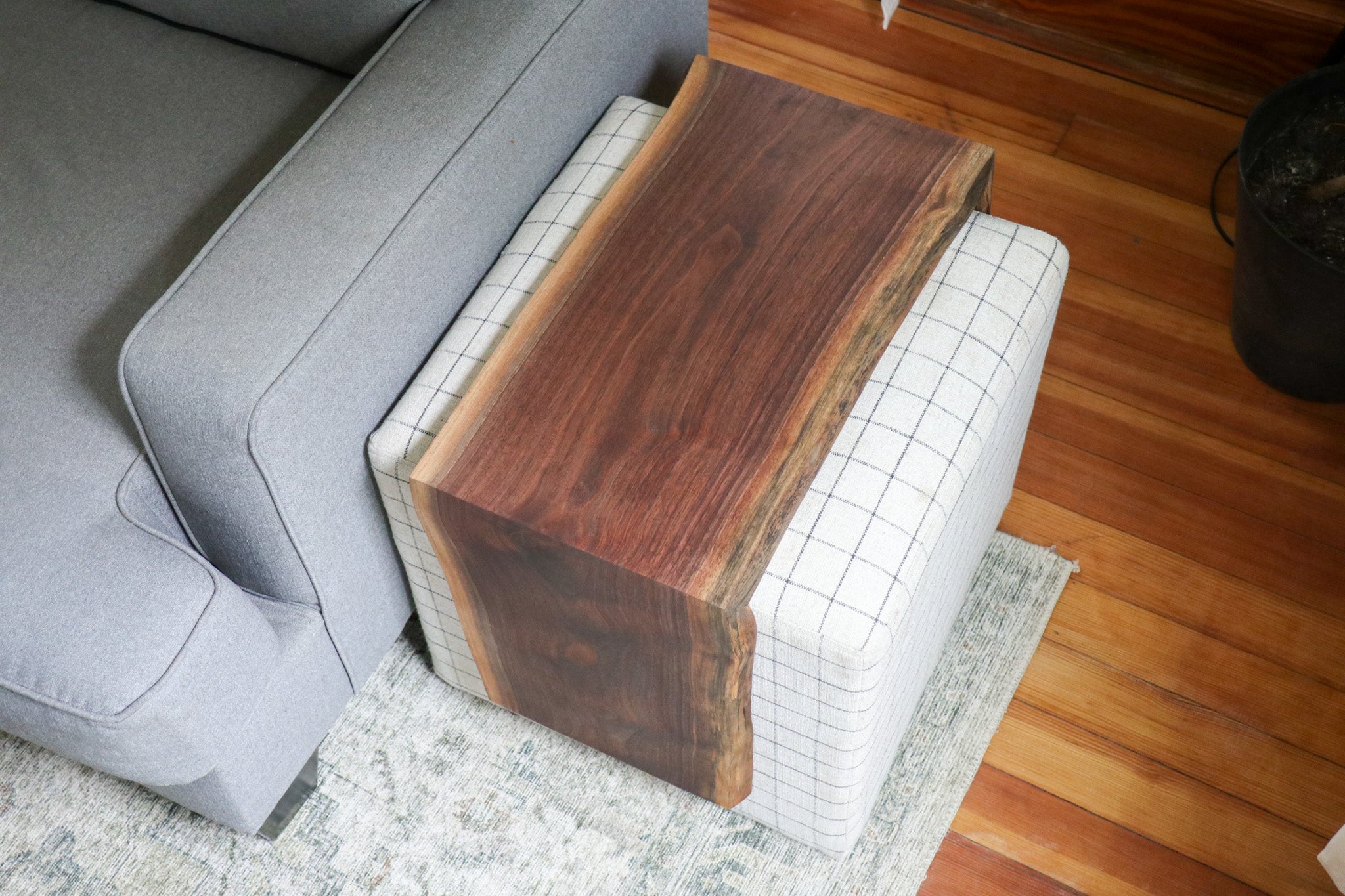 Live Edge Walnut Ottoman Foot Stool Table - Hazel Oak Farms